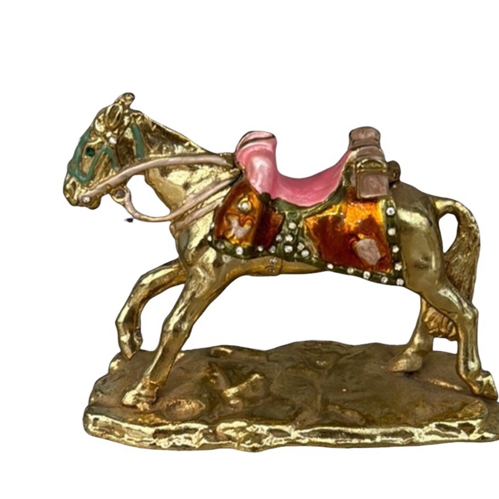 RHINESTONE HORSE TCHOTCHKE STORAGE TRINKET FIGURINE